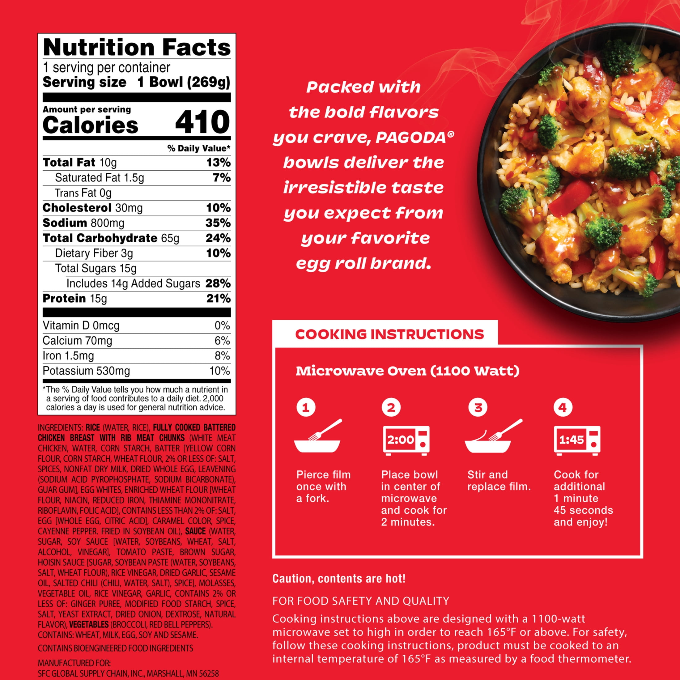 Pagoda Frozen Chicken General Tso's Bowl, 9.5 oz