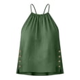 thumbnail image 5 of Womens Summer Tops Sexy Loose Pleated Back Side Split Sleeveless Halter Tops for Women Green XL, 5 of 9