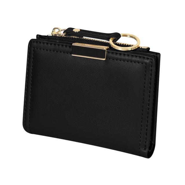 Cartera con placa metálica y monedero-DELIA negro 11.5 x 8.9
