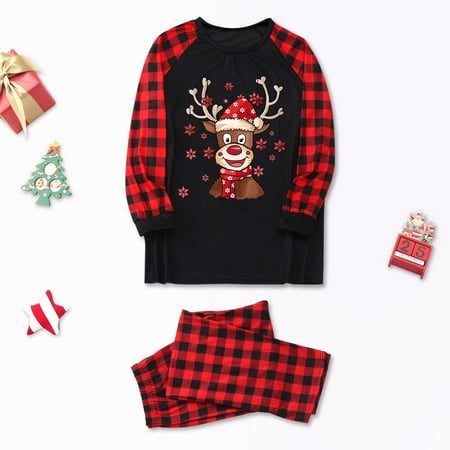 

Christmas Parent-child Warm Christmas Set Plaid Printed Home Wear Pajamas Two-piece Mother Set Christmas Pajamas for Family