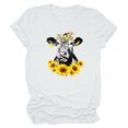 thumbnail image 4 of CEHVOM T-Shirt Blouse pour Femmes Grande Taille à Manches Courtes Imprimé Floral Tournesol Col Rond, 4 of 5