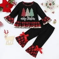 thumbnail image 2 of yocbz Little Girl Christmas Outfit Girls Christmas Outfits Long Sleeve Romper Bowknot Pants 2PCs Set Outfits Autumn Winter Clothes for Holiday Party Christmas Black,Size for 3-4 Years, 2 of 8