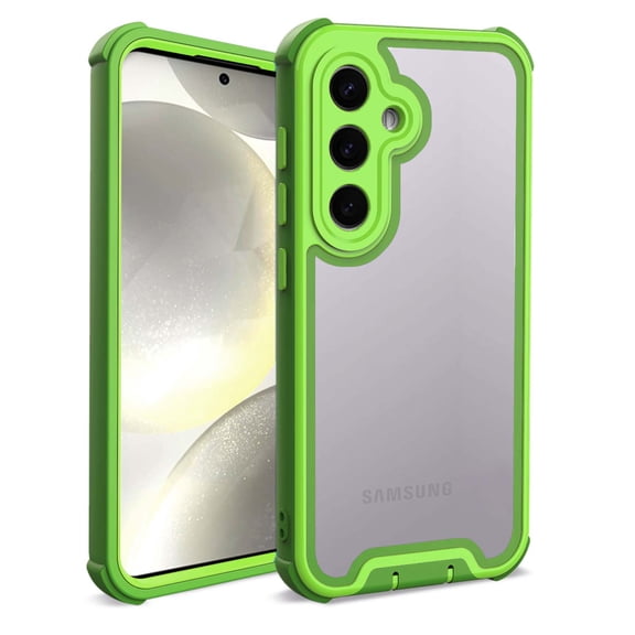 Designed For Samsung Galaxy S24 Phone Case,Military-Grade Protection,Transparent Back Designing,Heavy Duty Anti-Drop Shockproof Bicolor Rugged 4-in-1 Phone Case For Samsung Galaxy S24 ,Green