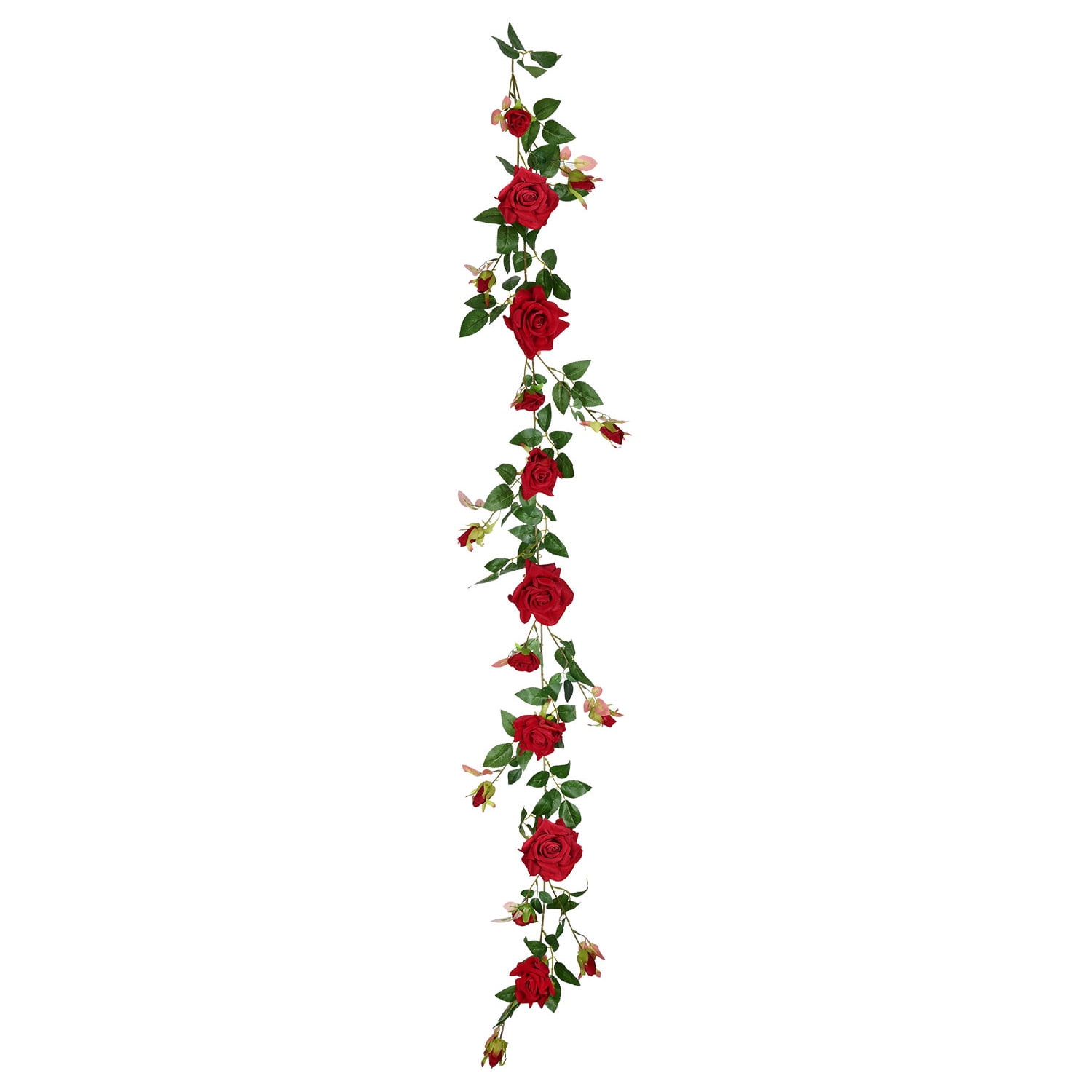 Coolmade 5.8ft Artificial Red Rose Vines Fake Silk Flowers Rose