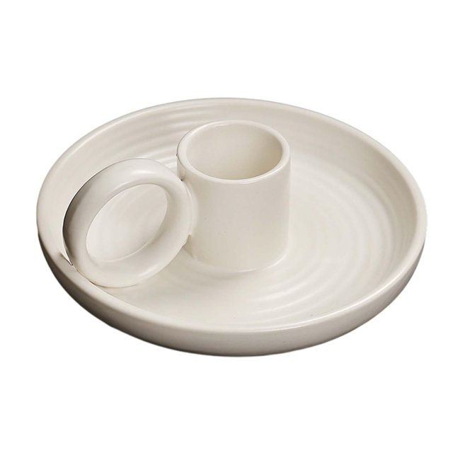 Soporte para varillas de incienso, soporte decorativo redondo estable, adorno de Base, quemador de incienso, quemador de salvia para escritorio de Blanco