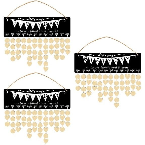 3 Sets Birthday Calendar Family Plaque with Tags Magnetic Reward Chart Wall Hanging Gift