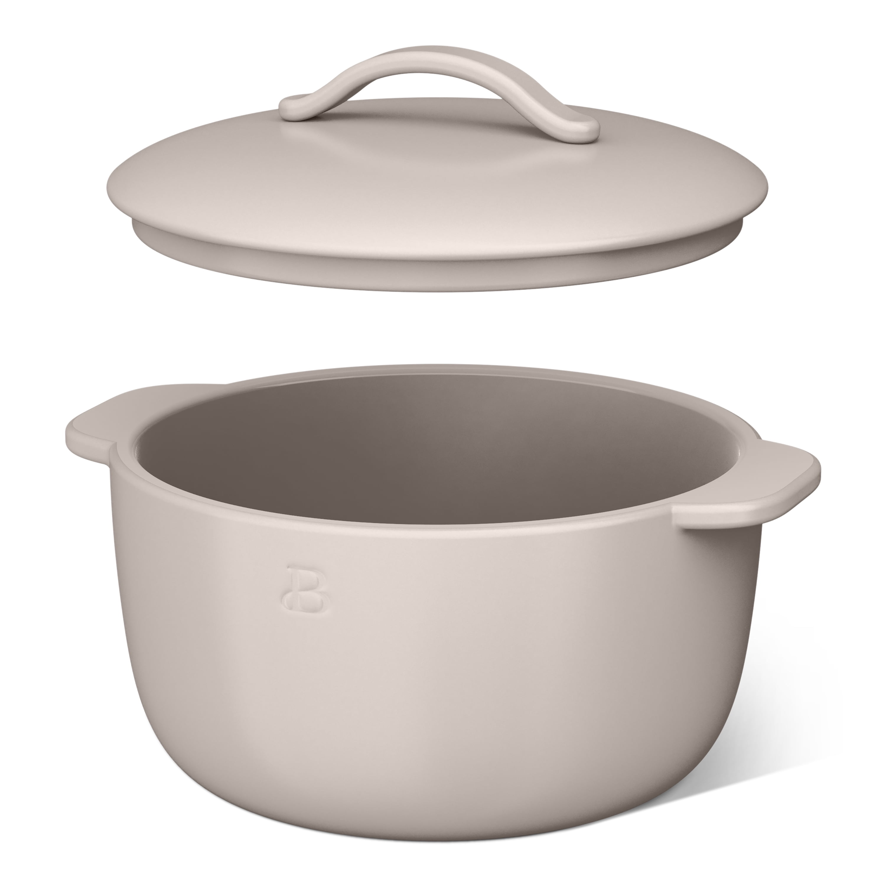 Beautiful by Drew Barrymore 1 QT Stoneware Covered Casserole Dish, Porcini Taupe
