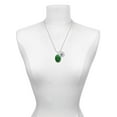 thumbnail image 3 of Delight Jewelry Silvertone Oval - Imitation Cat's Eye - Green - Silvertone Script Initial Disc - S - Charm Necklace, 20"+3", 3 of 4