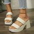 thumbnail image 2 of Platform Slip on Sandals for Women 2025 Fashion Casual Square Toe Wide Width High Heels Slides, 2 of 7