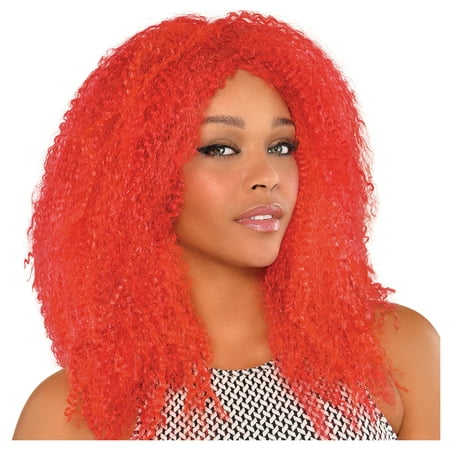 Suit Yourself Fly Girl Red Wig for Adults, One Size, Features Long, Tight Curls, Long Bangs, and a Totally 80s