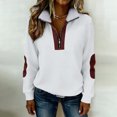 thumbnail image 4 of Womens Half Zip Sweatshirts Colorblocked Long Sleeve Turn-Down Fleece Collar Casual Sweatshirt Pullover Tops (XL, White), 4 of 8