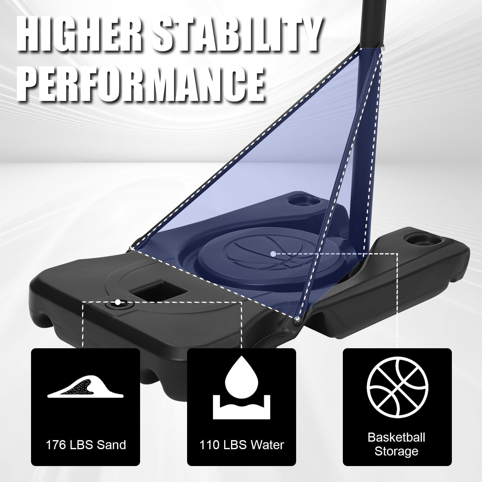 Outdoor Basketball Hoop – Adjustable Height 4.43 to 10ft, Portable Basketball Goal for Adults, Enlarged Base with PC Backboard, Ideal for Backyard, Driveway, and Indoor Use, Family Friendly
