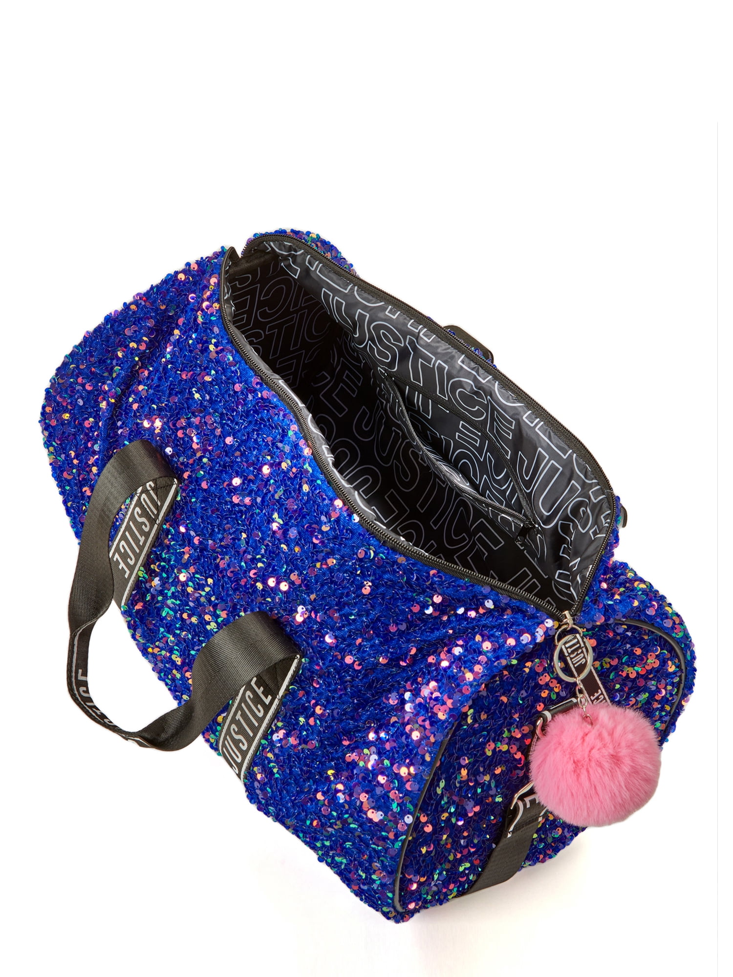 Justice Girls Weekender Duffel Handbag Purple Sparkle