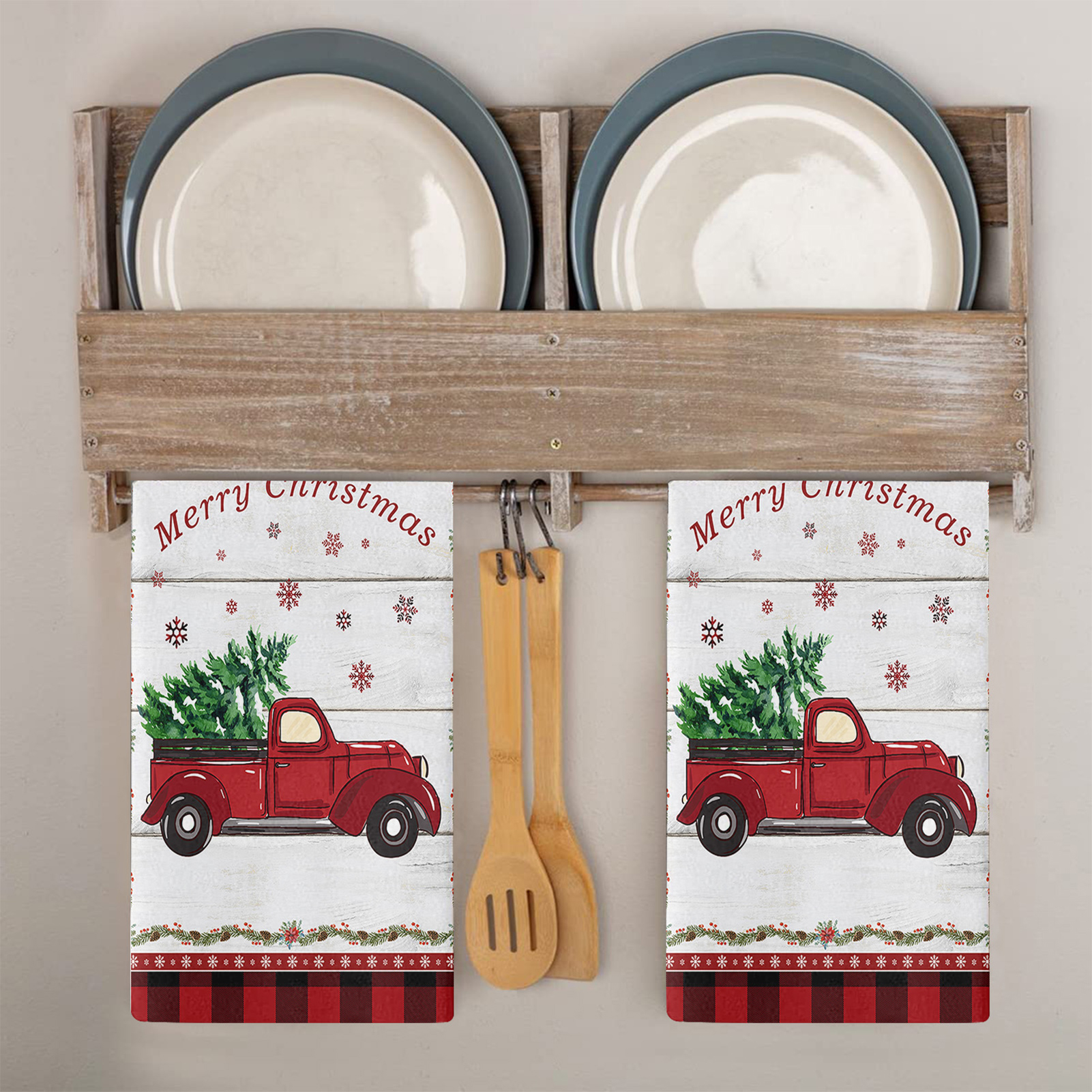 DGROEE Christmas Microfiber Kitchen Towels Oversized Embroidered Xmas