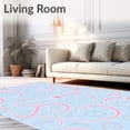 thumbnail image 2 of ODIKA 2'x3' Machine Washable Non-Slip Area Rug, Whimsical Ribbon Swirls with Delicate Floral Accents and Curvy Motifs High Traffic Rug, Blue, 730801, 2 of 7