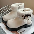 thumbnail image 5 of NAISIBABY Girls Ankle Boots with Pom, Faux Fur Lined Non-Slip Low Heels Side Zipper Winter Mid Calf Princess Shoes White 13.5(Little Kids), 5 of 9