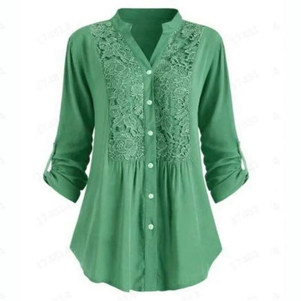 Float Womens Blouses Shirt Plus Size Lace Blusas Office Lady Elegant Loose Tops And Blouse 4866