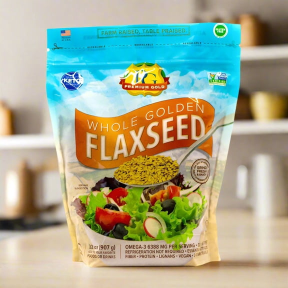 Premium Gold Whole Flax Seeds 2 Lb, Gluten free, Non-GMO