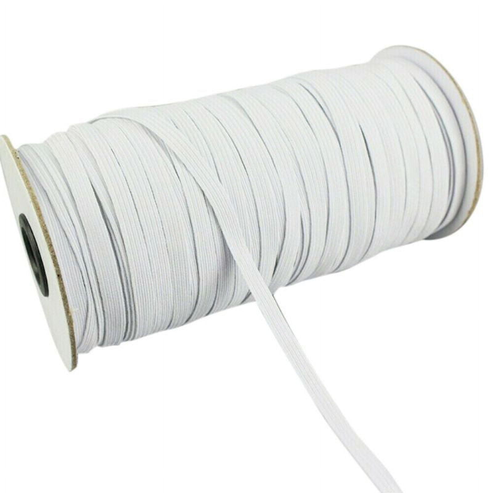 3mm 6/9 mmFlat Elastic Band white Elastic ribbon yards 1/8 White Braided  Elasticfor Sewing Clothing Face Mask and Crafts Ribbed Sew Elastic - 1 Roll