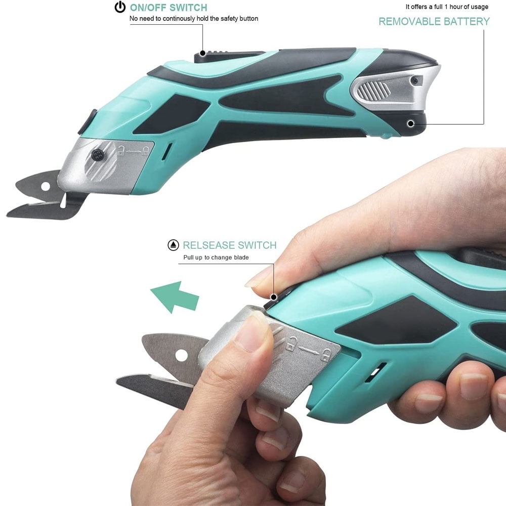 MesaSe Electric Scissors for Sewing, Cutting Fabrics, Crafting, Cardboard, Cordless Shears with Pouch