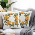 thumbnail image 3 of Outdoor Pillow Cover Orange Rose Set of 2 Waterproof Throw Pillowcases Watercolor Wreath Decorative Patio Furniture Pillows for Couch Garden Indoor & Outdoor Use, 3 of 9