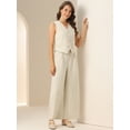 thumbnail image 4 of DARING DIVA Women's Button Front Vest Wide Leg Pants Matching Sets XS Apricot, 4 of 6