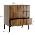 thumbnail image 2 of Mid-Century Modern Nightstand with 3 Drawers, 24" Walnut Bedside Table with Sculpted Wave Fronts for Bedroom or Living Room, 2 of 9