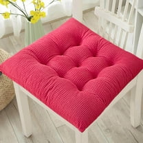 Holloyiver Square Seat Cushion Chair Pads for Kitchen Dining Chairs, Soft Comfort Thickened Corduroy Chair Mat Pillow Cushions for Office Desk Living Room Tatami, 17.7"x17.7", Hot Pink