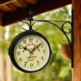thumbnail image 5 of Retro Double-Sided Station Clock,Vintage Industrial Two Sides Wall Hanging Clock 5inch Garden Wall Clock, Black, 5 of 7