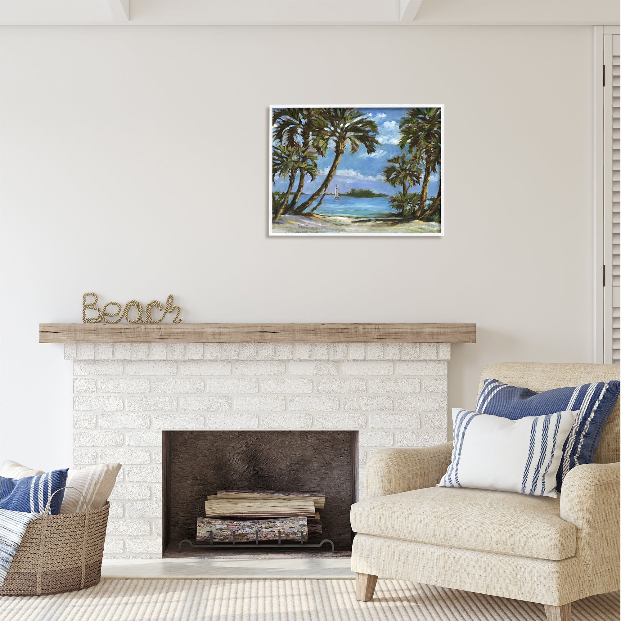 Stupell Industries Summer Palms Landscape Landscape Painting White Framed Art Print Wall Art, 30 x 24