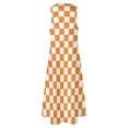 thumbnail image 4 of Orange Checkerboard Long Dress elegant women's dresses sale birthday dress for women Woman's evening dress, 4 of 6