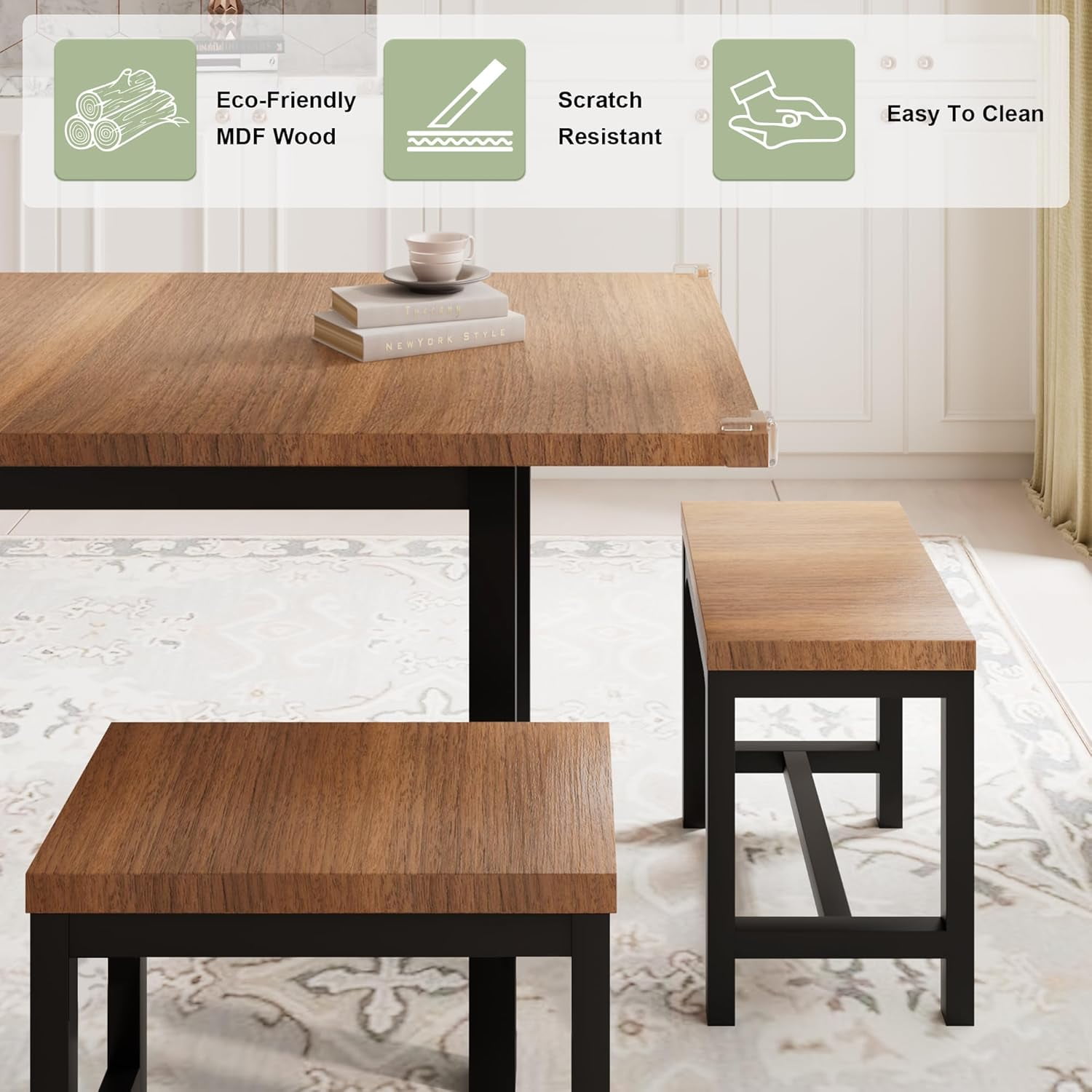 iPormis Dining Table Set, 7Piece Extendable Table from 63" Large Extendable Kitchen Table Set for 48(图5) iPormis Dining Table Set, 7Piece Extendable Table from 63" Large Extendable Kitchen Table Set for 48(图5)