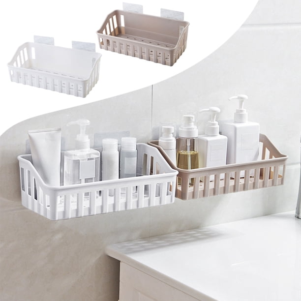 Xihbxyly Caja de Almacenamiento para Ducha, de Aleación de Aluminio, para Montaje En Pared, con Adhesivo Fuerte, Sin Necesidad de Taladrar, Fácil Instalación, para Baño, Cocina, Sala de Estar, 26,5 X