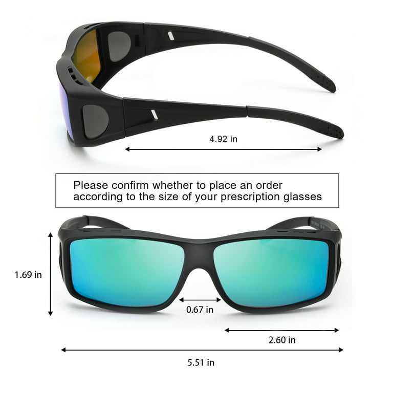 LVIOE Wrap Around Sunglasses, Polarized Lens Wear Over Prescription  Glasses, Fit Over Regular Glasses with 100% UV (White&Red)