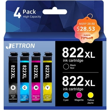 822XL Ink Cartridges for Epson 822 Ink for Epson 822xl Ink Cartridges for Epson WorkForce Pro WF-3820 WF-4820 WF-4830 WF-3823 WF-4833 WF-4834 Printer (Black,Cyan,Magenta,Yellow)