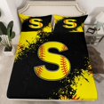 thumbnail image 2 of Manfei Boys Girls Letter Monogrammed S 4pcs Bed Sheets,Sport Baseball King Sheets,Graffiti Splash Super Cozy Sheet Set,Ultra Soft Home Decor, 2 of 7