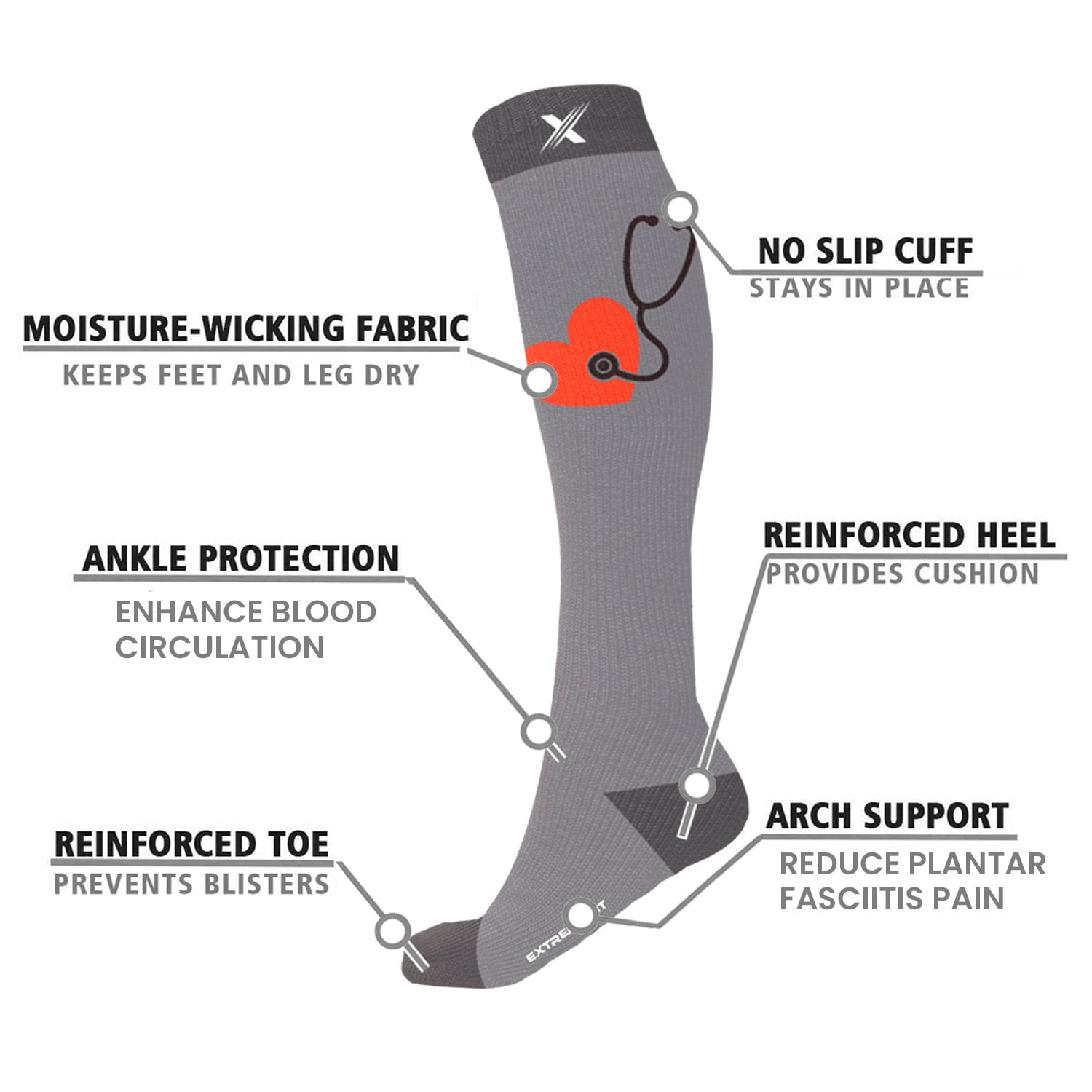 Extreme Fit Knee High Women's Compression Socks -Medical Designs, 3 Pack