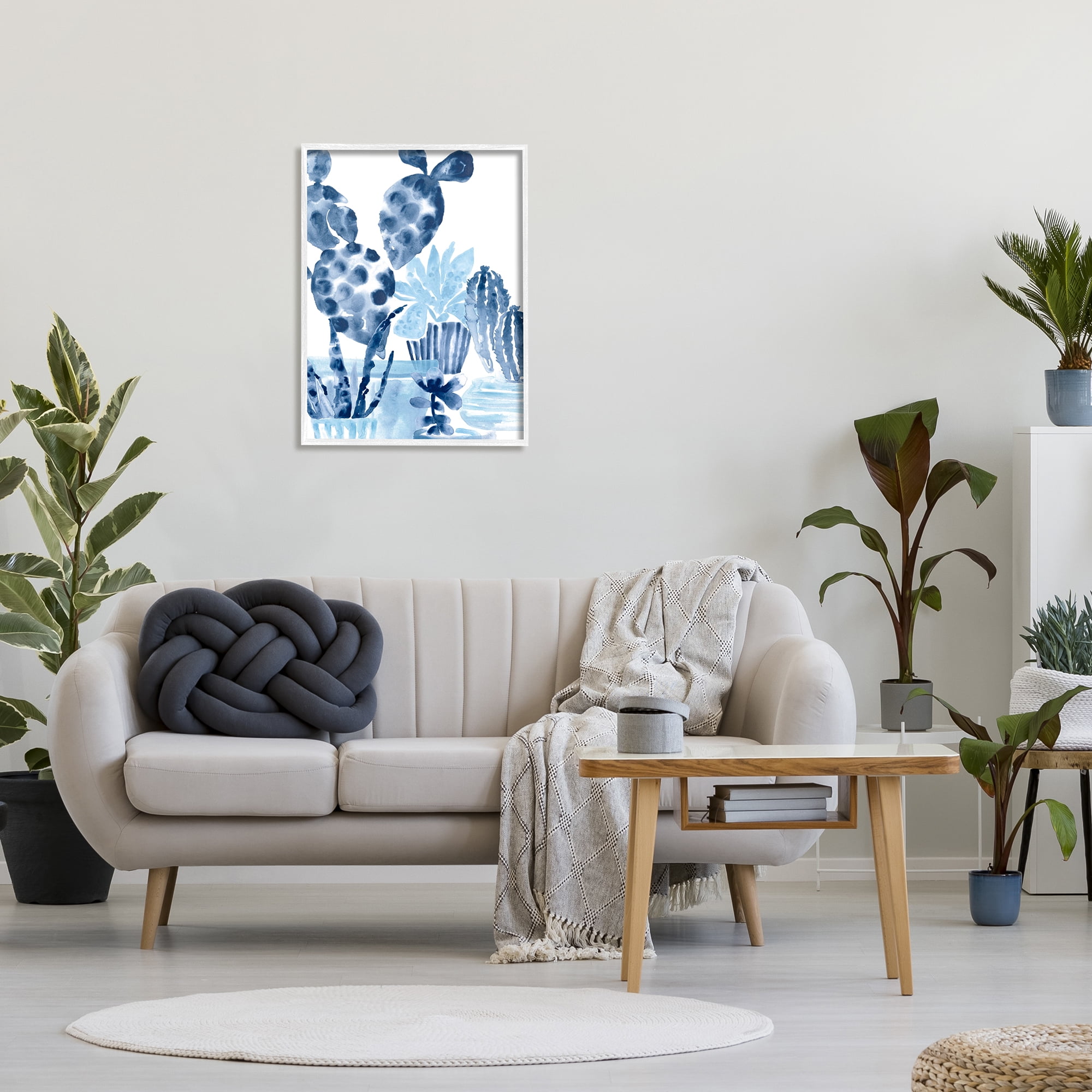 Stupell Industries Bold Blue Planted Cacti Indoor Plant Watercolor Painting, 24 x 30, Design by June Erica Vess