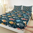 thumbnail image 3 of Feelyou Funny Fish Animal Queen Sheet Sets, Cartoon Ocean Sealife Flat Sheet, Teens Kids Boys Girls Queen Fitted Sheet, Breathable Home Decor, 4pcs, 3 of 7