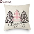 thumbnail image 3 of Funda de cojín de lino con diseño de árbol de Navidad, cubierta bonita de copos de nieve, color rosa, decoración de Año Nuevo, 2023, 3 of 4