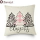 thumbnail image 3 of Funda de cojín de lino con diseño de árbol de Navidad, cubierta bonita de copos de nieve, color rosa, decoración de Año Nuevo, 2023, 3 of 4