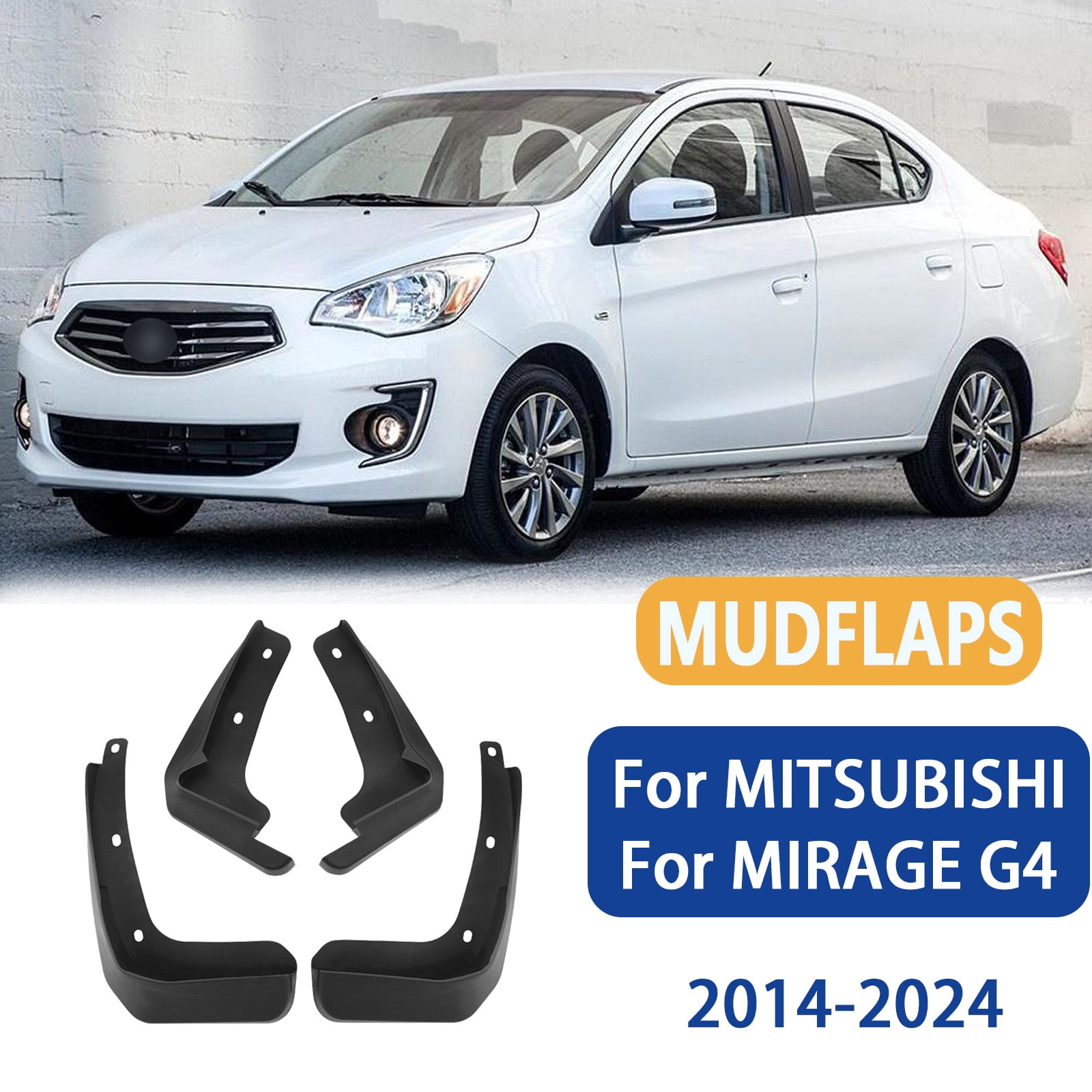 4Pcs Mud Flaps For Mitsubishi Mirage G4 2014-2024, No Drilling Mudflaps All Weather Protection, Front And Rear Splash Guards-black
