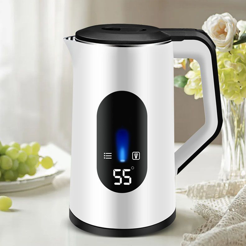 Yiaieng 3L Stainless Steel Electric Tea Kettle Auto-Shutoff 1500W Water Boiler (White)
