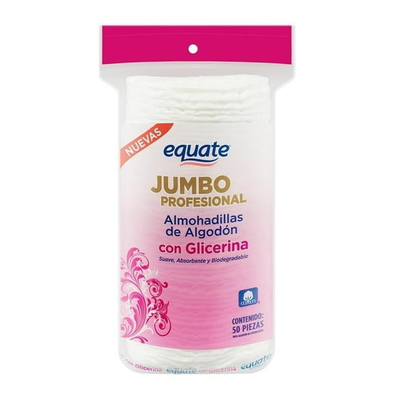 Pads de algodón Equate NA Jumbo con glicerina 50 pzas