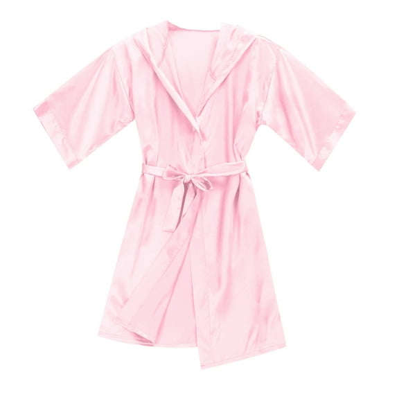 Bathrobe for Girls Kids Boys Girls Silk Satin Hooded Bathrobe Kimono Robes Nightgown Sleepwear Clothes Girls Bathrobes Size 5T