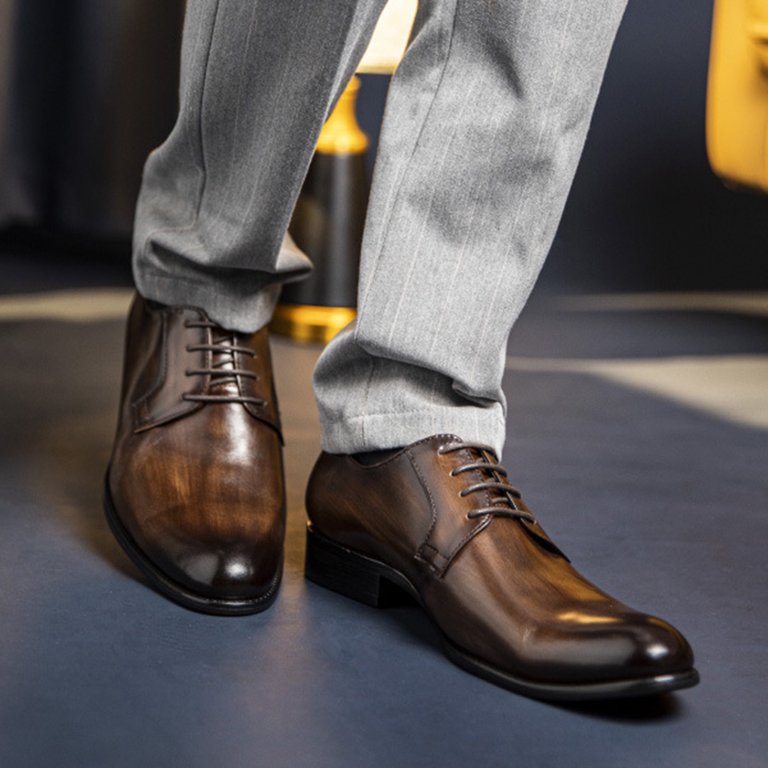 Men’s brown leather dress shoe 10.5 Stacy Adams Mens 10.5 M Derby Brown Lace Up Wingtip Leather  main image 2