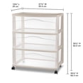 thumbnail image 2 of Sterilite Wide 3 Drawer Storage Cart, Plastic Rolling Organization Cart, Grey Pumice, 2 of 6