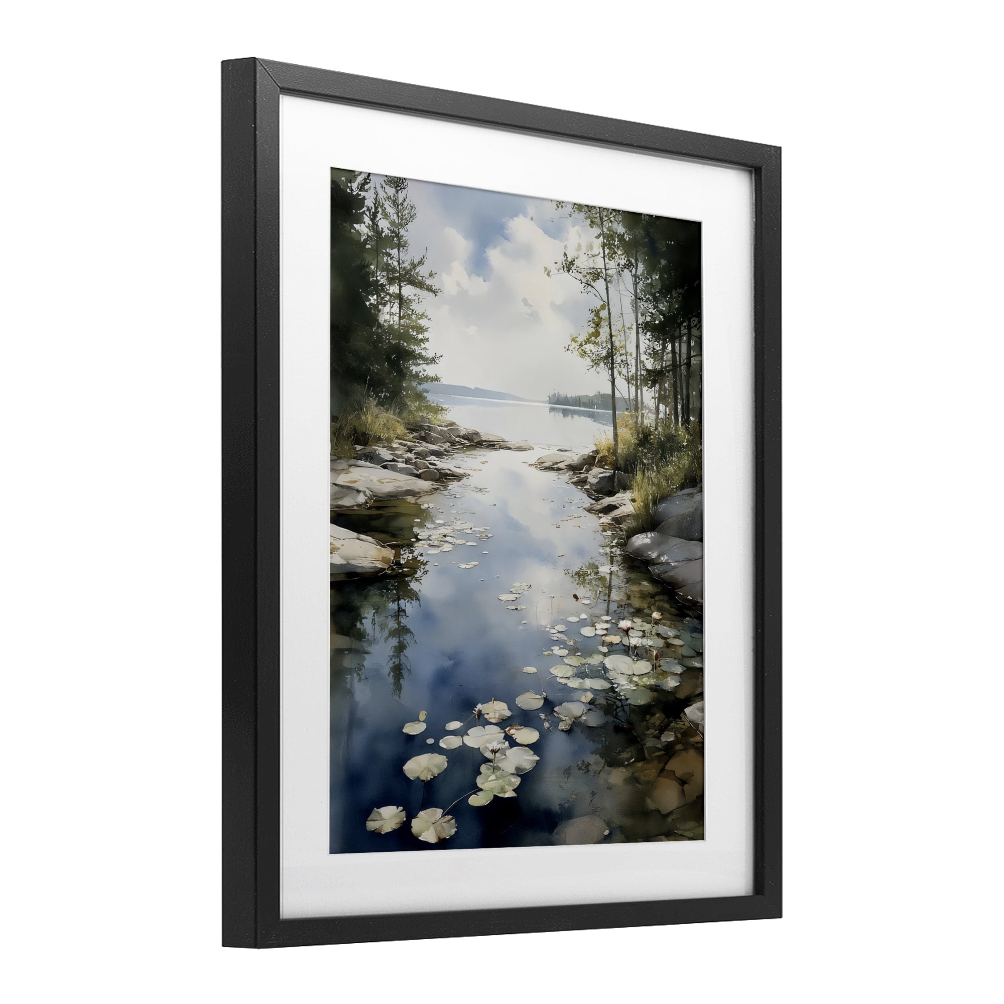 Stupell Industries Lilypad Inlet Reflection Black Framed Print Under Glass, design by Franklyn Gregory