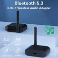 thumbnail image 3 of Adaptador de Audio Bluetooth 5.3 Transmisor Receptor 2 en 1 Reproduce Música Estéreo Inalámbrica con Entrada AUX de 3,5 mm Batería de 300 MAh, 3 of 5