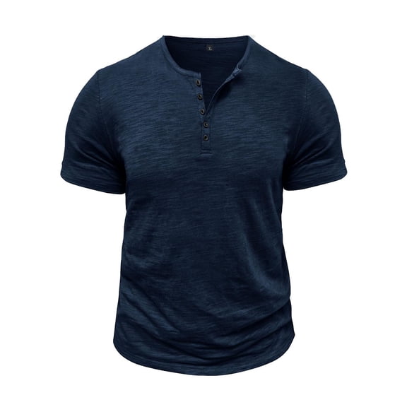 hoksml Mens Slim Fit Henley Neck T Shirts Short Sleeve Breathable Button Placket Tops for Everyday Wear and Vacation Assorted Colors